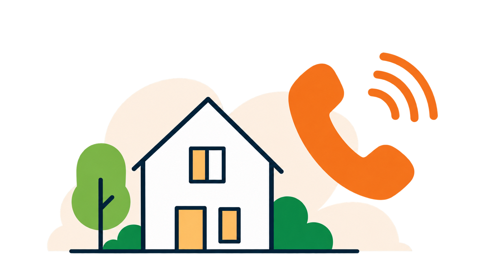 Maison et téléphone orange en illustration flat